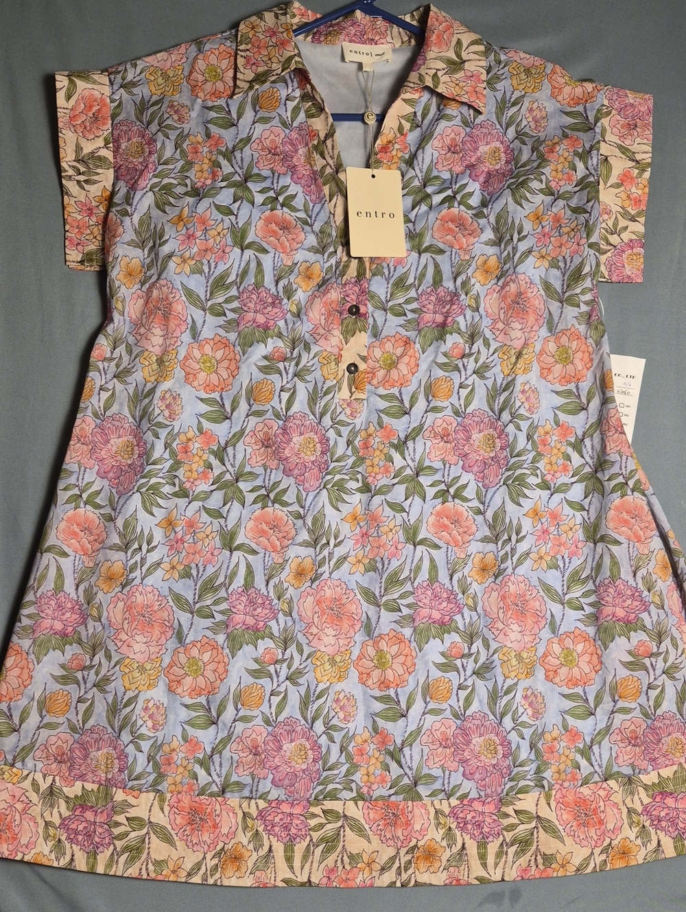 entro Floral Button-Front Midi Dress in Lavender, Pink, Peach